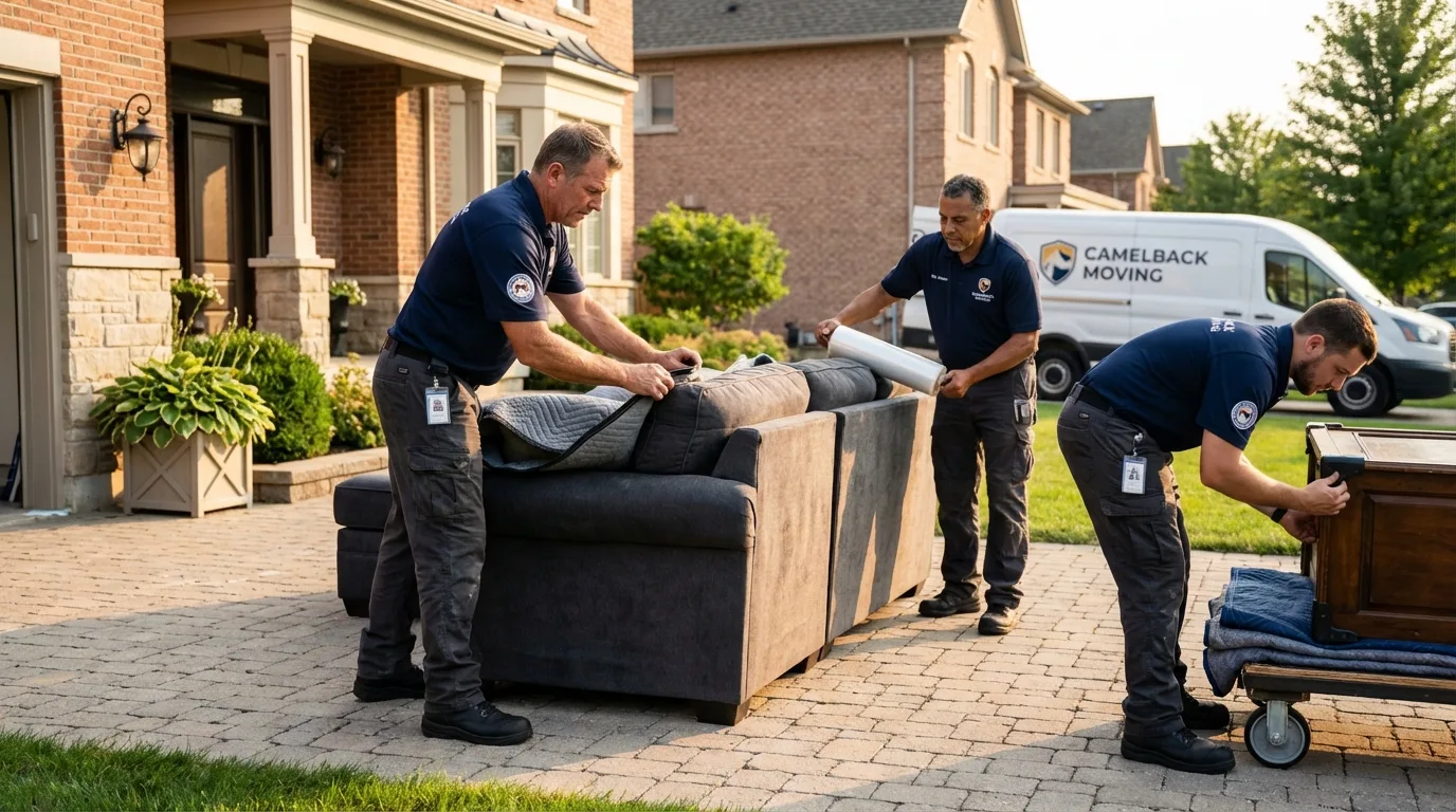 Large estate moving crew wrapping furniture in Marlborough, NH