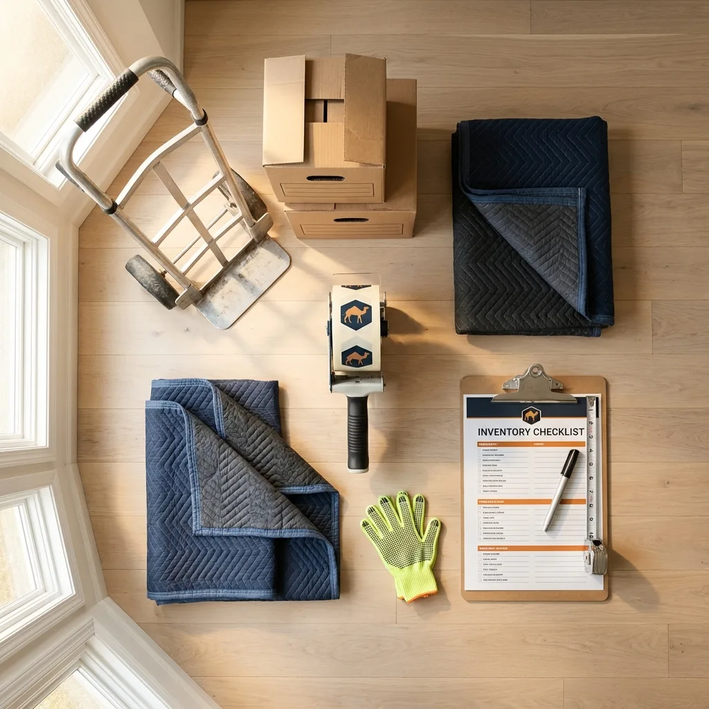 Professional moving supplies and packing materials layout for Marlborough residential relocations